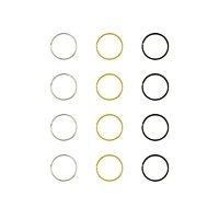 Multi-Pack Silvertone Goldtone Black Seamless Hoop Nose Rings 12 Pack