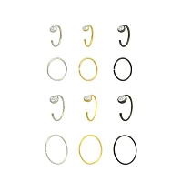Multi-Pack CZ Goldtone and Black Hoop Nose Rings Half 12 Pack - 20 Gauge