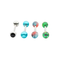 Multi-Pack CZ Glitter Blue and Green Barbells 4 Pack - 14 Gauge