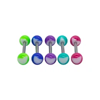 Multi-Pack Green Blue Purple Pink Heart Barbells 5 Pack - 14 Gauge