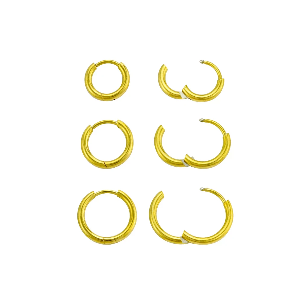 Multi-Pack Graduated Size Goldtone Huggie Hoop Earrings - 3 Pair