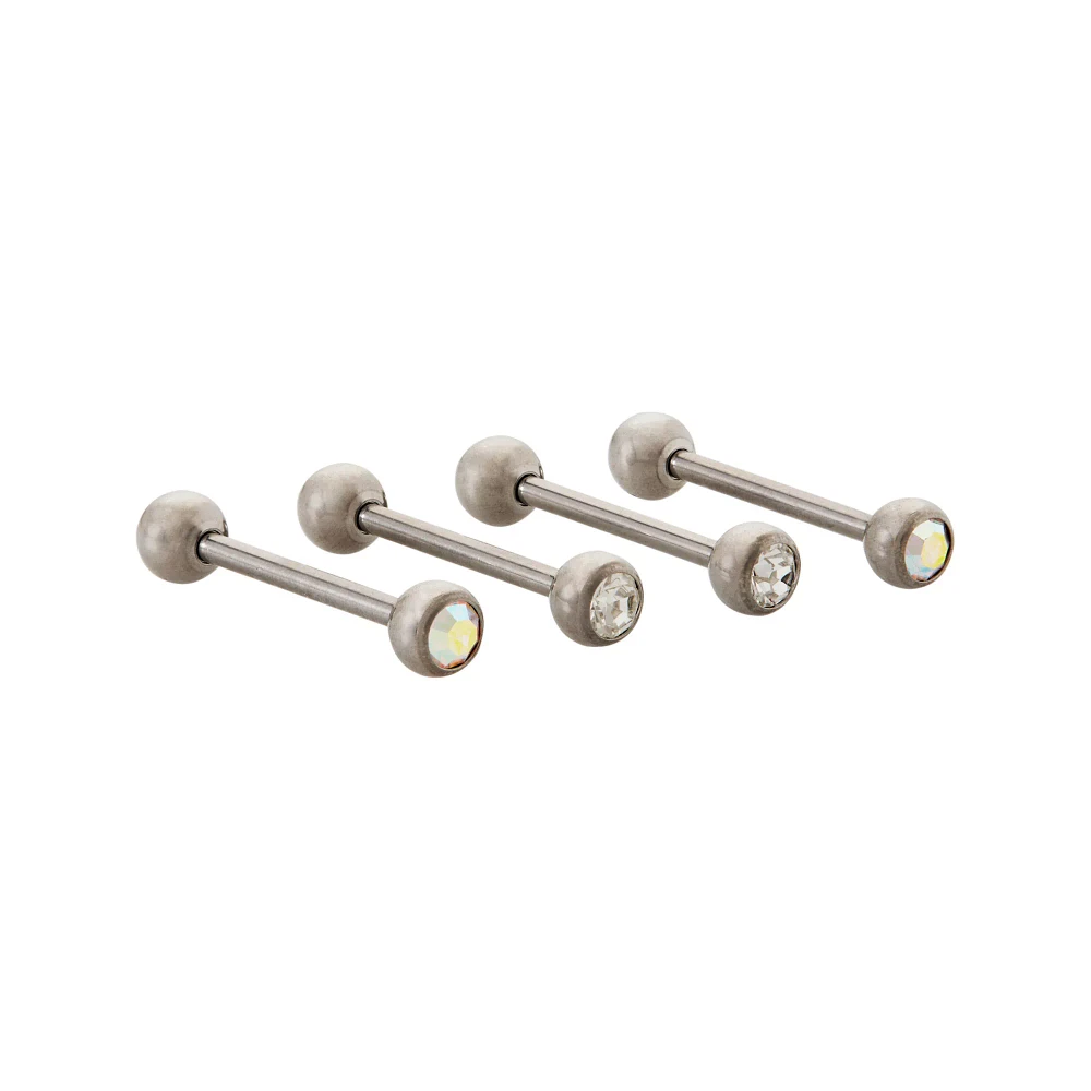Multi-Pack CZ and Aurora Borealis Titanium Barbells 4 Pack - 14 Gauge
