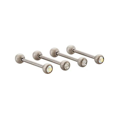 Multi-Pack CZ and Aurora Borealis Titanium Barbells 4 Pack - 14 Gauge