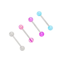 Multi-Pack Pink Blue and Purple Barbells 4 Pack - 14 Gauge