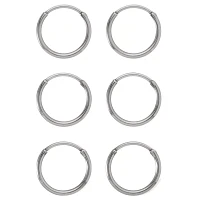Multi-Pack Titanium Silvertone Hoop Earrings - 3 Pair