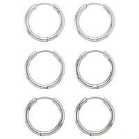 Multi-Pack Silvertone Round Hoop Earrings - 3 Pair