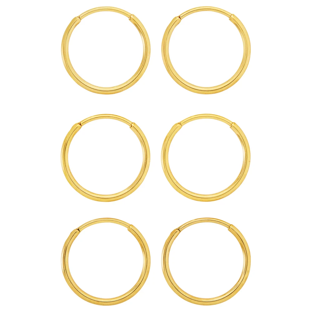 Multi-Pack Goldtone Hoop Earrings - 3 Pair