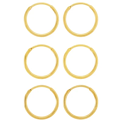 Multi-Pack Goldtone Hoop Earrings - 3 Pair