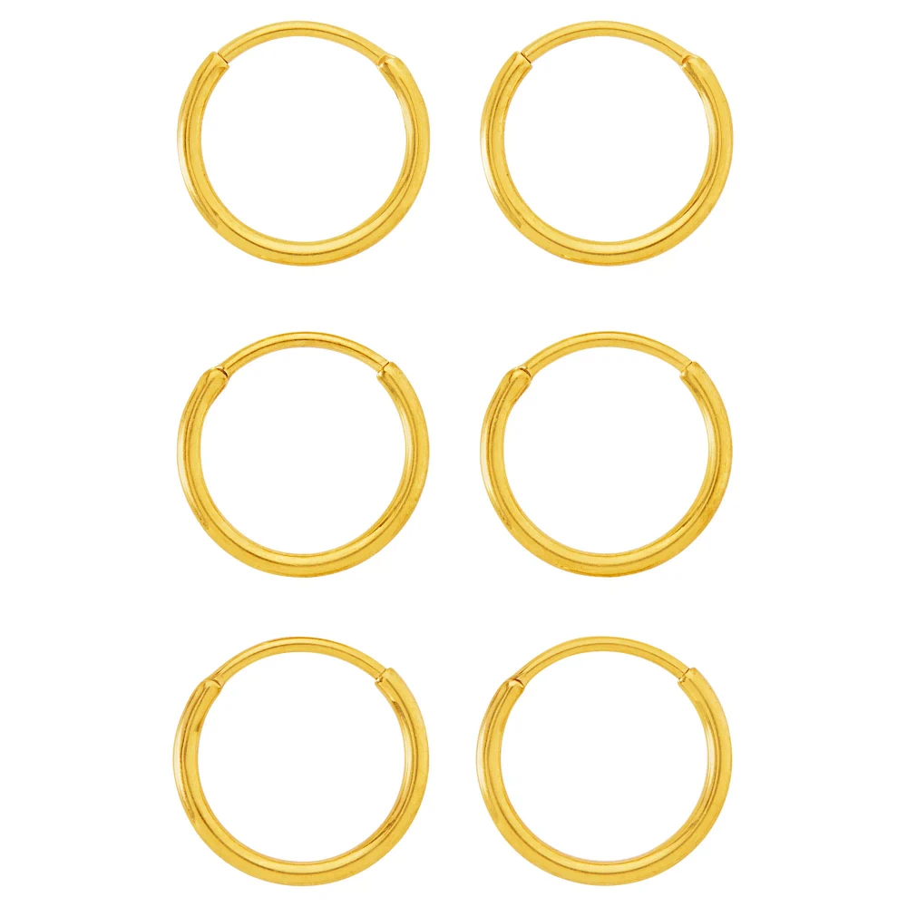 Multi-Pack Goldtone Titanium Hoop Earrings - 3 Pair