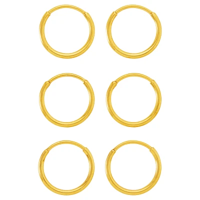 Multi-Pack Goldtone Titanium Hoop Earrings - 3 Pair