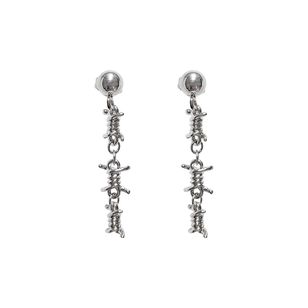Barbed Wire Chain Dangle Earrings - 18 Gauge