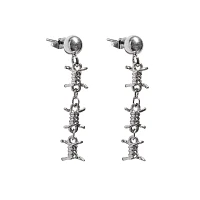 Barbed Wire Chain Dangle Earrings - 18 Gauge