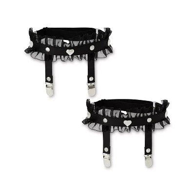 Black Lace Heart Leg Garters