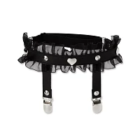 Black Lace Heart Leg Garters