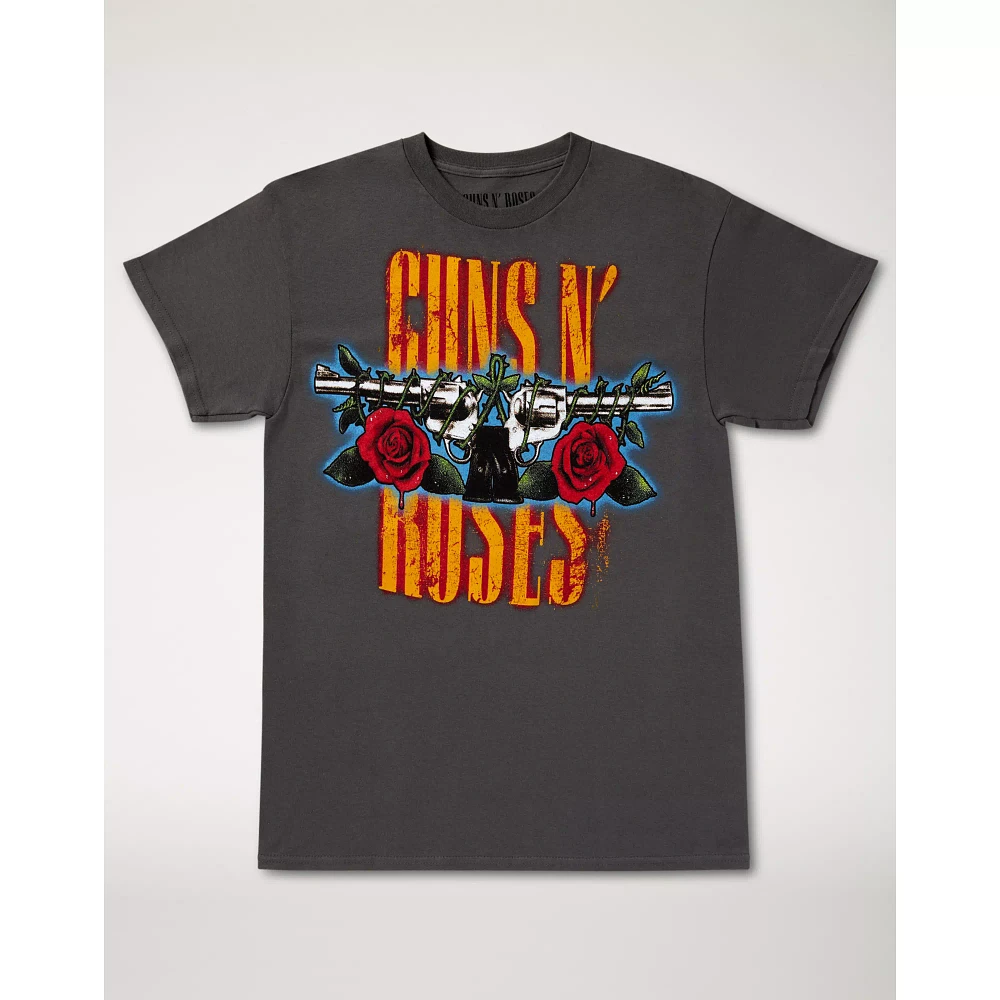 Gray Guns 'n Roses Logo T Shirt