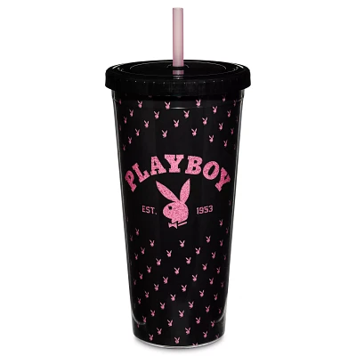 Playboy Glitter Cup with Straw - 20 oz.
