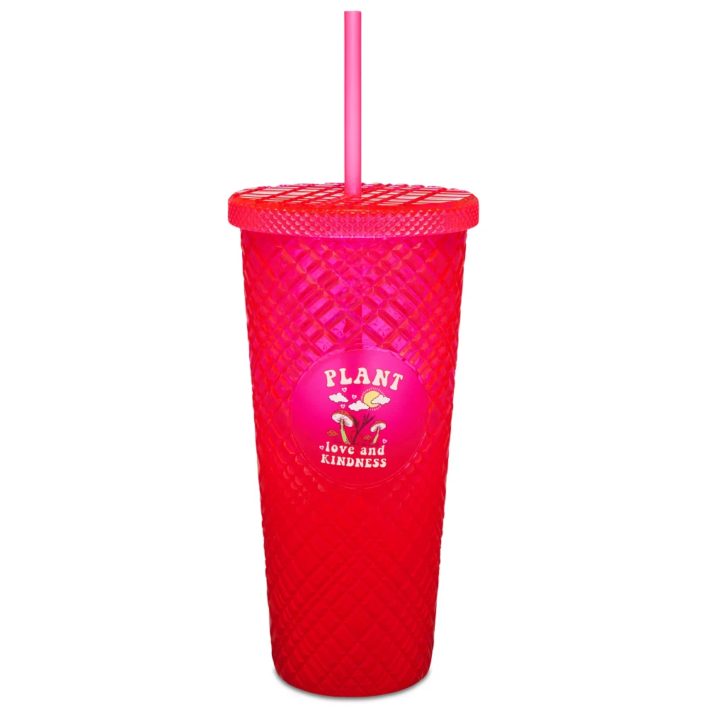Plant Love and Kindness Textured Cup with Straw - 24 oz.