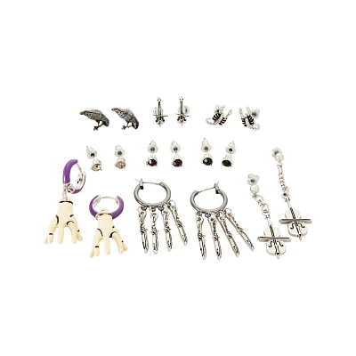 Multi-Pack Wednesday Post and Huggie Hoop Earrings 9 Pack - Wednesday