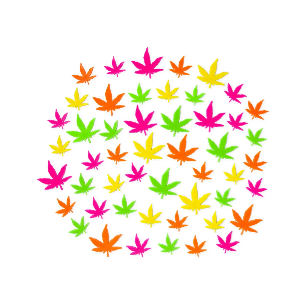 Black Light Weed Leaf Decals - 50 Pack