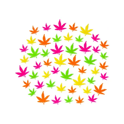 Black Light Weed Leaf Decals - 50 Pack