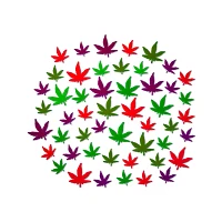 Black Light Weed Leaf Decals - 50 Pack