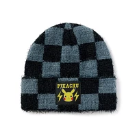 Pikachu Fuzzy Checkered Beanie Hat - Pokémon