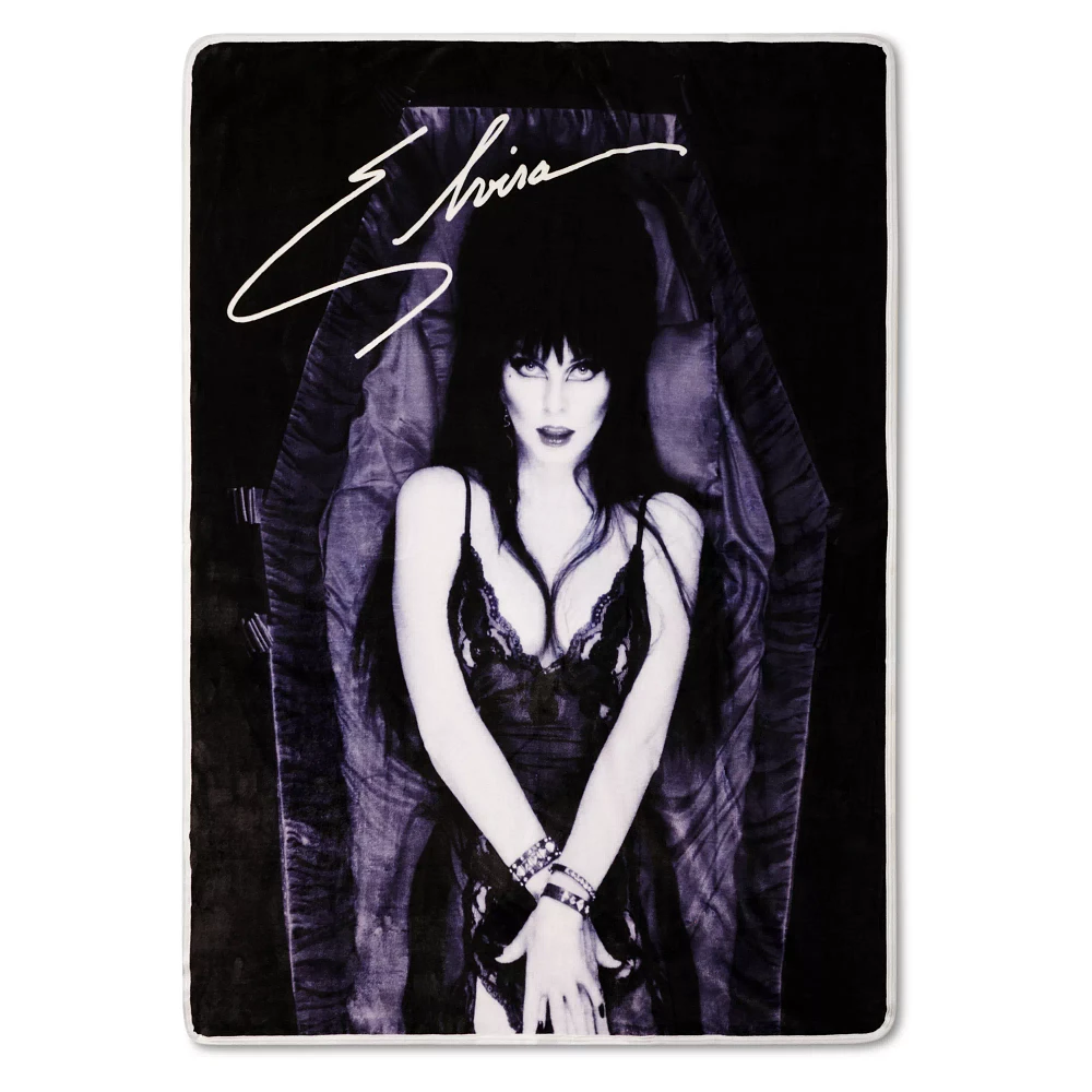Elvira Purple Coffin Fleece Blanket