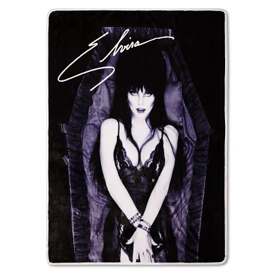 Elvira Purple Coffin Fleece Blanket