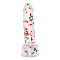 Stocking Stuffer Heart Confetti Suction Cup Dildo with Balls - 6 Inch