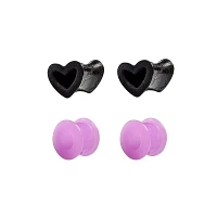 Multi-Pack Purple and Black Heart Silicone Tunnels 4 Pack - 00 Gauge