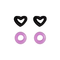 Multi-Pack Purple and Black Heart Silicone Tunnels 4 Pack - 00 Gauge