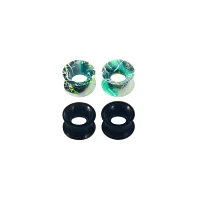 Multi-Pack Black and Green Splatter Tunnel Plugs - 2 Pair
