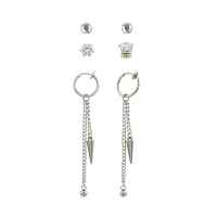 Multi-Pack CZ Magnetic Fake Stud Earrings and Fake Dangle Earrings - 3 Pair