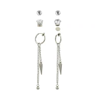 Multi-Pack CZ Magnetic Fake Stud Earrings and Fake Dangle Earrings - 3 Pair