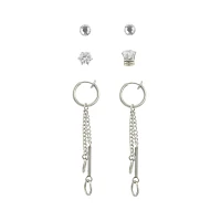 Fake CZ Stud and Dangle Earrings - 3 Pair