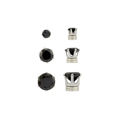 Multi-Pack Round CZ Magnetic Fake Stud Earrings