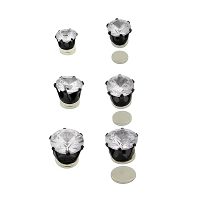 Multi-Pack CZ Magnetic Stud Earrings 3 Pack - 6mm-10mm