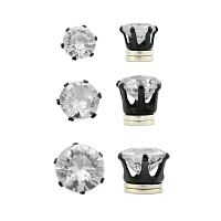 Multi-Pack CZ Magnetic Stud Earrings 3 Pack - 6mm-10mm