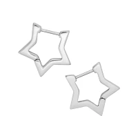 Silvertone Star Huggie Earrings
