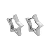 Silvertone Star Huggie Earrings