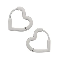 Silvertone CZ Heart Huggie Earrings