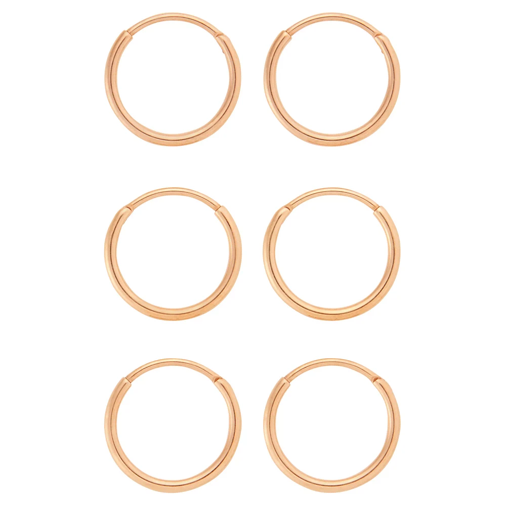 Multi-Pack Rose Goldtone Titanium Hoop Earrings - 3 Pair