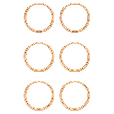 Multi-Pack Rose Goldtone Titanium Hoop Earrings - 3 Pair
