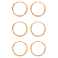 Multi-Pack Rose Goldtone Titanium Hoop Earrings - 3 Pair
