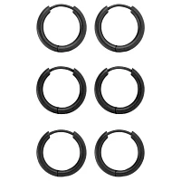 Multi-Pack Black Titanium Hoop Earrings - 3 Pair