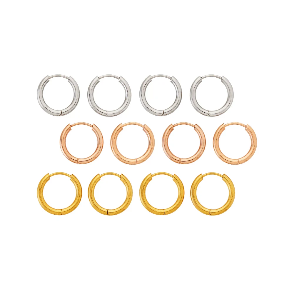 Multi-Pack Silvertone Goldtone and Rose Goldtone Hoop Earrings