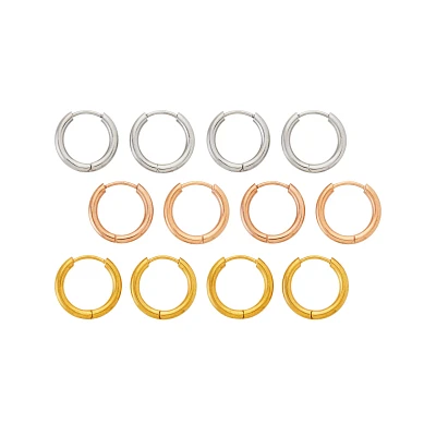 Multi-Pack Silvertone Goldtone and Rose Goldtone Hoop Earrings
