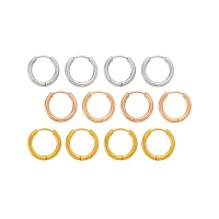 Multi-Pack Silvertone Goldtone and Rose Goldtone Hoop Earrings