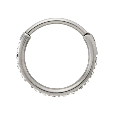 Silver CZ Hinge Hoop