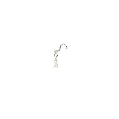 Silver CZ Dangle Screw Hoop - 20 Gauge
